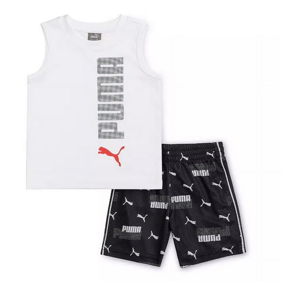 PUMA BOYS OUTFIT - 231 WHITE BLACK SZ 6 - BASKETBALL SOCCER SHIRT SHORTS SET 2