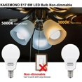 thumbnail image 3 of shiyou-E17 Intermediate Base 6W LED Bulbs, 60watts Halogen Equivalent, Non-Dimmable R14 Ceiling Fan Light Bulbs, Daylight White 5000K,Pack of 3, 3 of 4