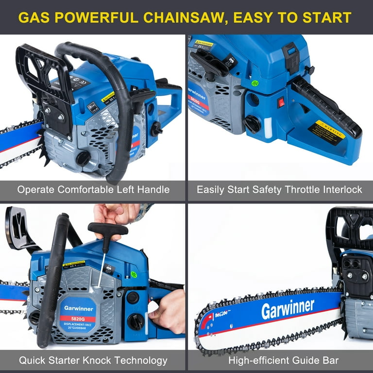 Garwinner 58CC 2-Stroke Gas Chainsaw 18-Inch Cordless Chainsaw for