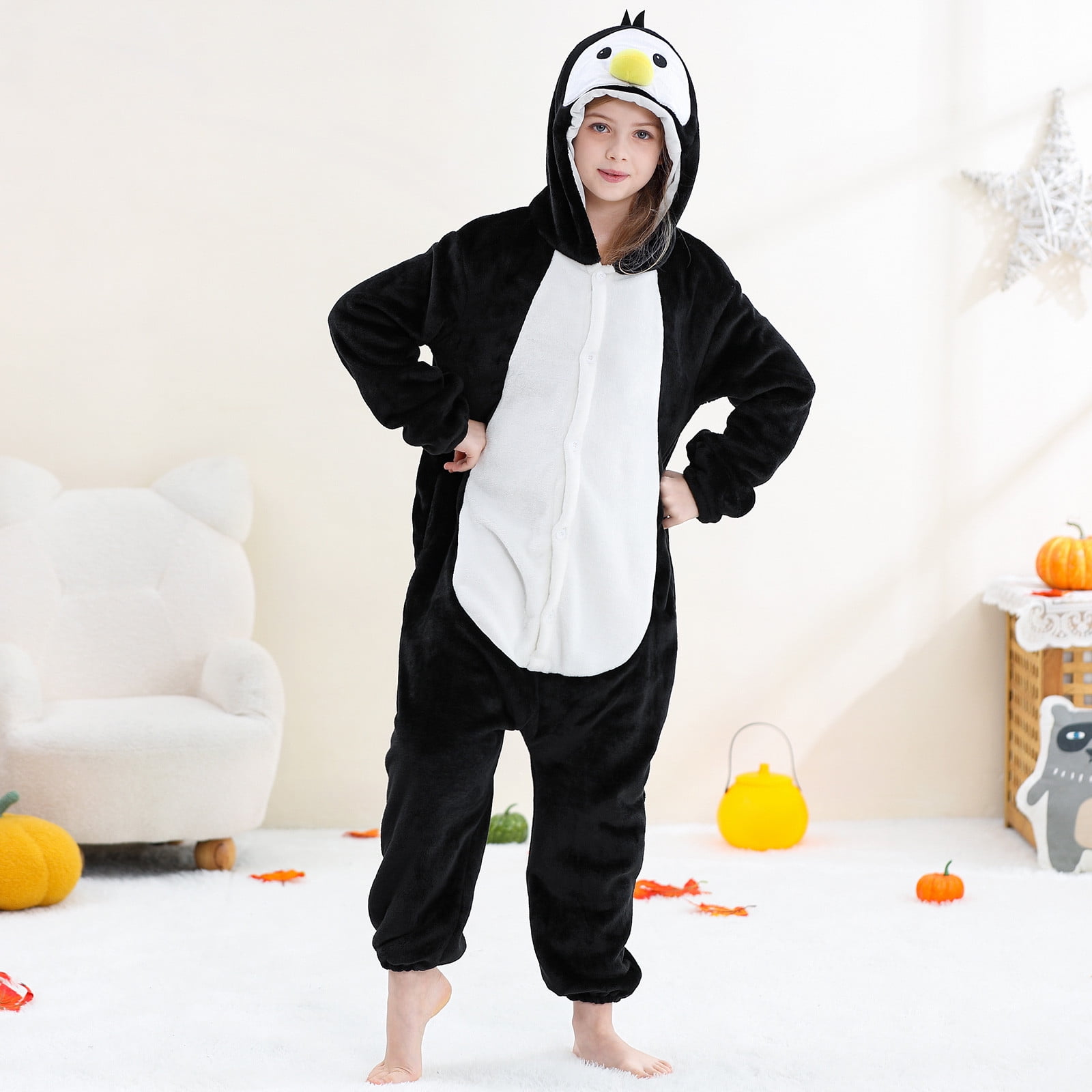 Ahuyic Toddler Kids Casual Rompers, Autumns And Winters Kids Long Sleeved JumpSuit,Toddler Boys And Girls Cute Printing Casual Romper Long Sleeve Hooded Jumpsuit Cute Flannel Clothes