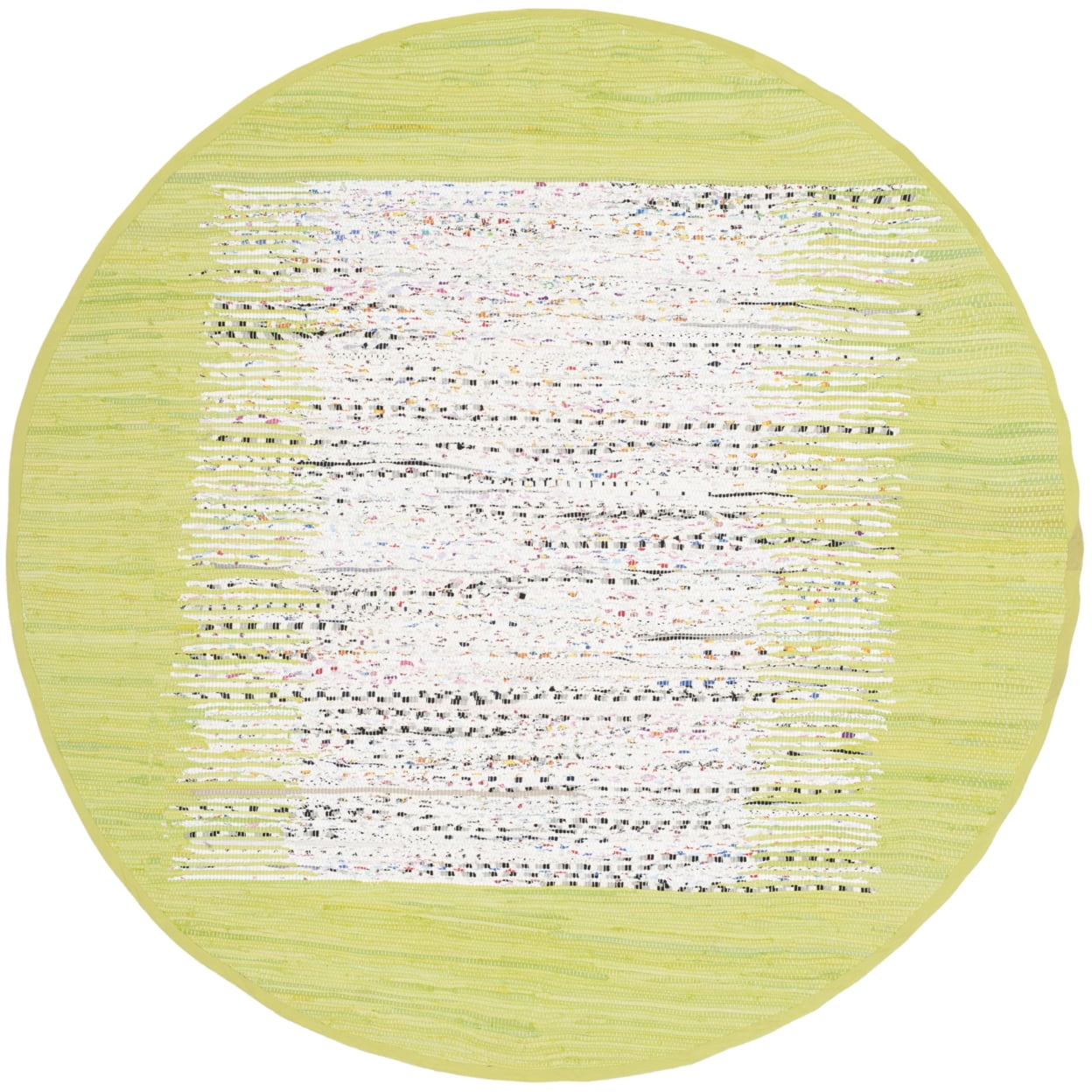 SAFAVIEH Montauk Tennyson Braided Border Cotton Runner Rug, Ivory/Citron, 2'3" x 7'