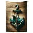 thumbnail image 2 of Ambesonne Nautical Outdoor Tablecloth, Anchor with Sailing Ship, 58"x104", Sand Brown Dark Teal, 2 of 2