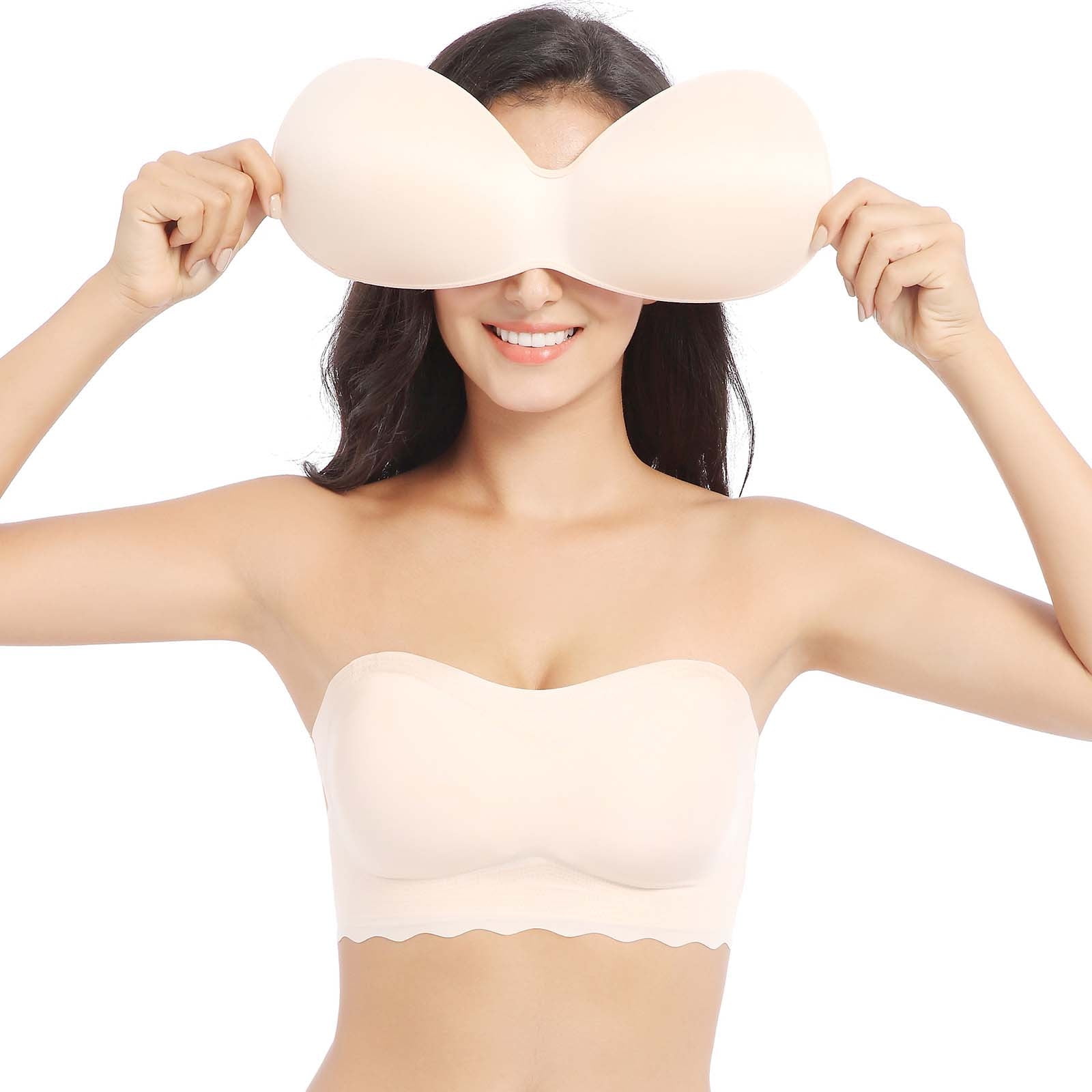 FAFWYP Plus Size Strapless Bras for Women,Sexy Push Up Wireless