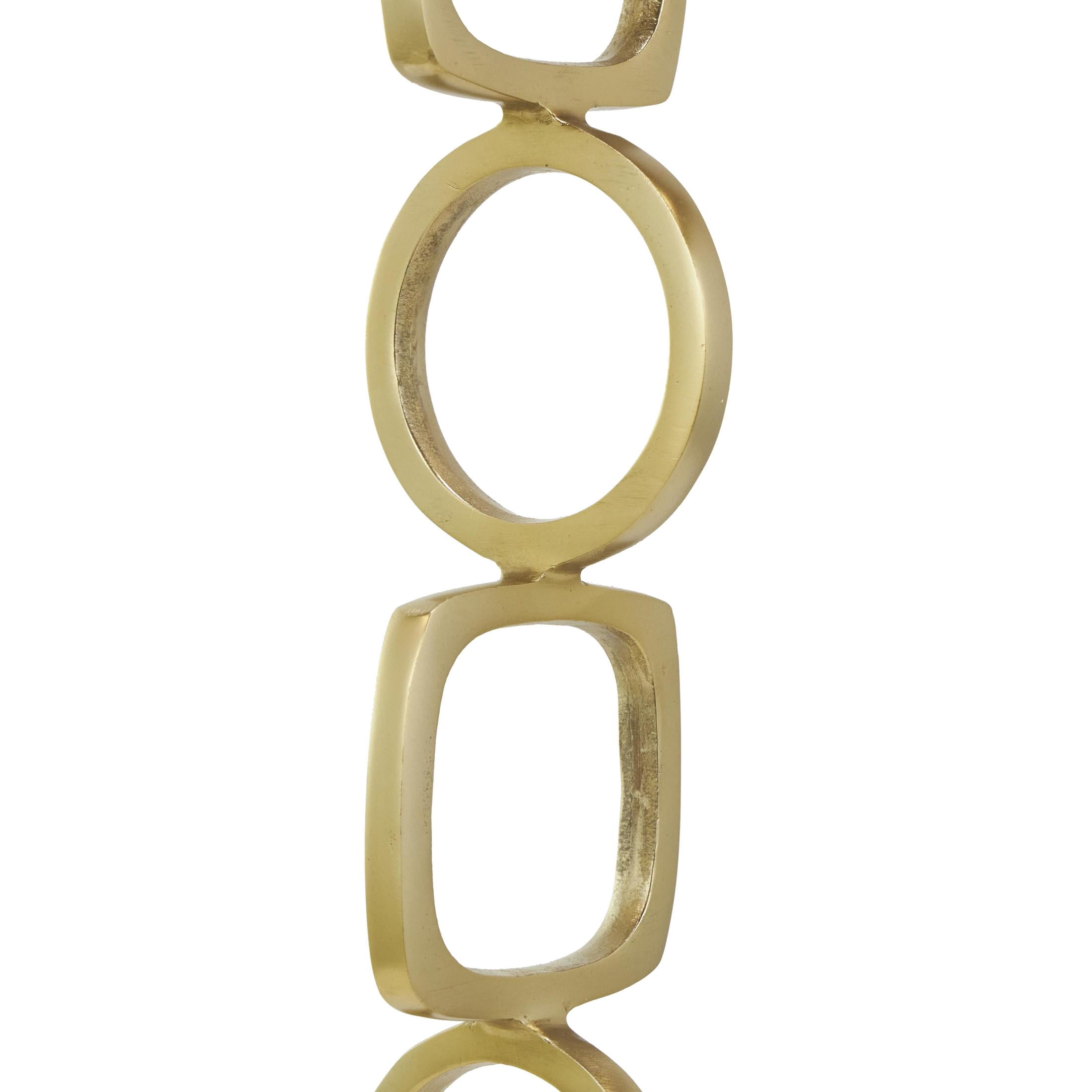 28", 19"H Gold Aluminum Metal Stacked Geometric Rings Abstract Sculpture with Marble Bases, by DecMode (2 Count)