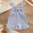 thumbnail image 2 of CAICJ98 Toddler Baby Summer Clothes Cute Bow Sleeveless Romper Striped One Piece Jumpsuit Shorts Overalls Outfits (6-12 Months,Light Blue), 2 of 7