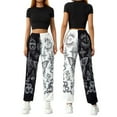thumbnail image 2 of KOMOO Women's Boho Hippie Harem Pants High Waist Printed Sweatpants Yoga Goth Baggy Casual Trousers, 2 of 6