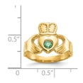 thumbnail image 2 of Solid 14k Yellow Gold Imitation Green Stone Claddagh Ring (3mm) - Size 4, 2 of 2