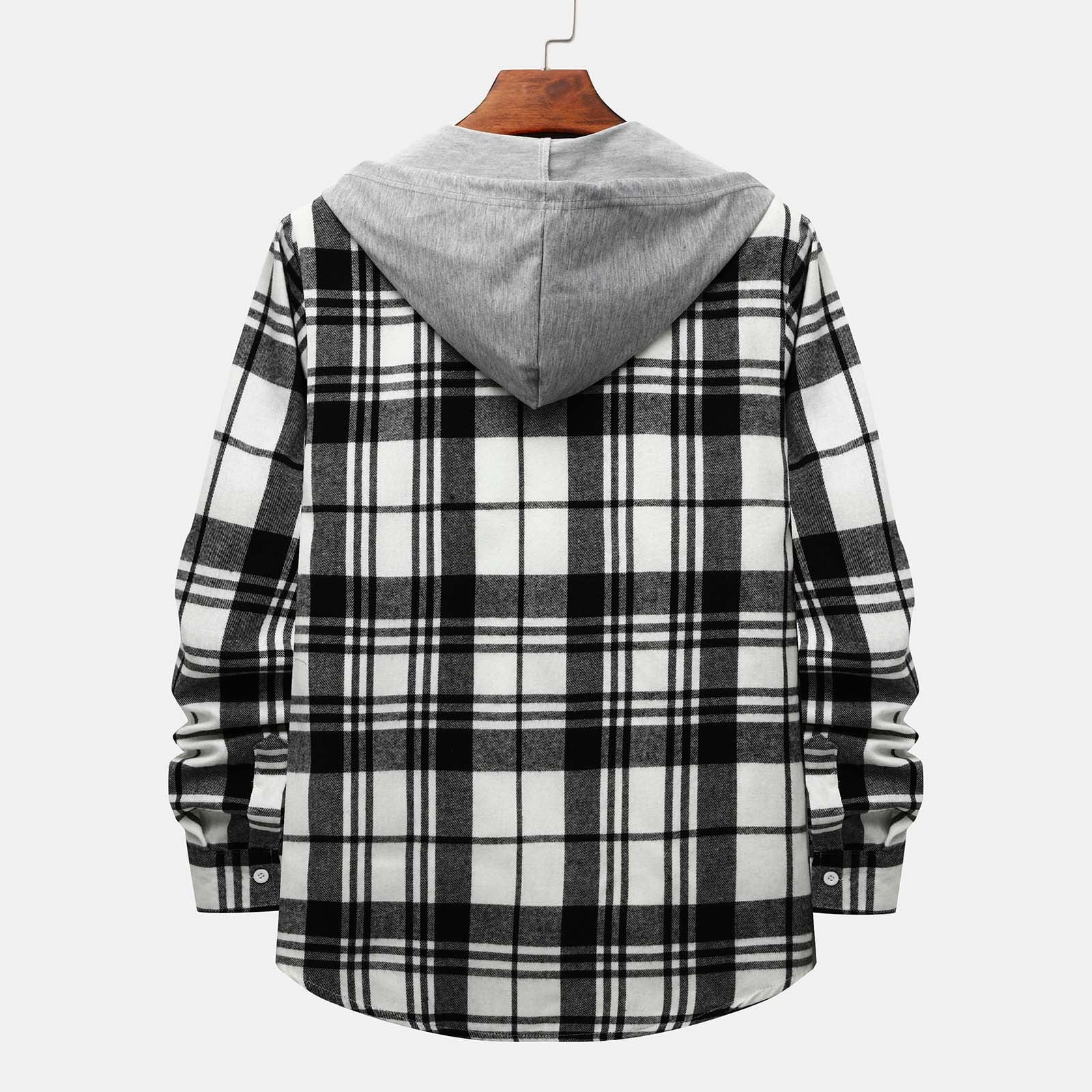 Hfyihgf Flannel Plaid Hoodie Shirts for Mens Trendy Relaxed-Fit