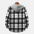 thumbnail image 5 of ZCFZJW Mens Classic Plaid Long Sleeve Hooded Shirts Casual Thin Cotton Light Jacket Relaxed Fit Loose Outwear Hoodies Shirt Gray XXL, 5 of 9
