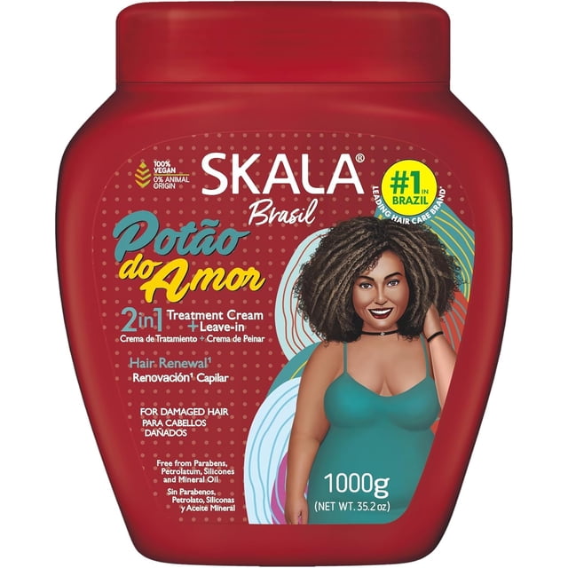 Skala Expert Potão do Amor (Love Pot) 2-in-1 Hair Treatment Cream - Deep Repair Mask & Leave-In - With 18 Powerful Nutrients to Revitalize Damaged Hair - Vegan Brazilian Hair Care - 1kg (35.2 oz)