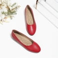 thumbnail image 2 of CucumberDay Comfortable Faux Leather Insole Low Heels Dress Shoes For Ladies,Stylish Comfortable Ballet Flat, Elegant Work Penny shoes ,Cute Round Toe Dress shoes for Ladie （Red,US11）, 2 of 7