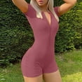 thumbnail image 4 of Leesechin Short Sleeves Solid Color V Neck Sports Elastic Pants Pants Short Juniors Jumpsuits, 4 of 9
