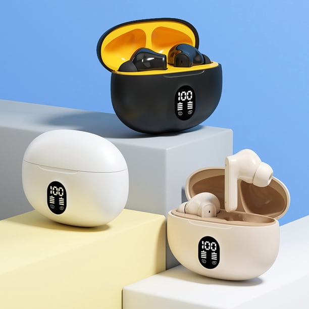 Xihbxyly Paletas No Reclamadas Auriculares Inalámbricos Bluetooth 5.3 En Entorno Redundante, En Oreja y Batería de Larga Duración, Pantalla Digital Intelligence