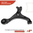 thumbnail image 5 of A-Premium Front Right Lower Control Arm, with Bushing, Compatible with Honda Civic 2013-2015, Acura ILX 2013-2015, Replace # 524-116 51350-TR0-A51, 5 of 9