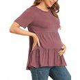 thumbnail image 3 of JuneFish Women's Maternity Short Sleeve Tiered Basic Casual Pregnancy Top, 3 of 5