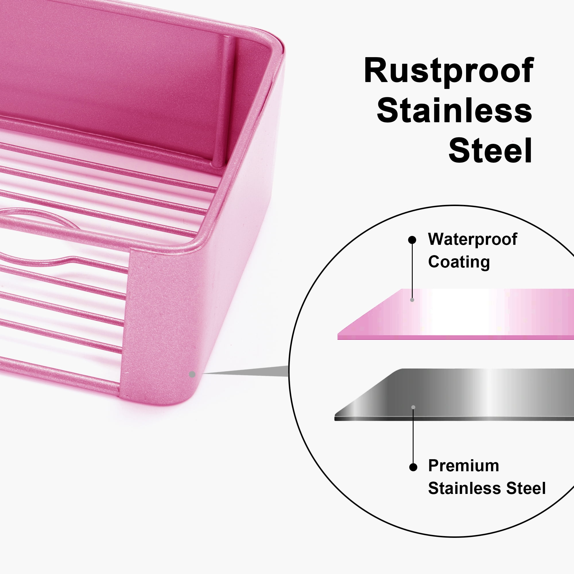 Shuntong Premium Shower Caddy, Adhesive Bathroom Shower Organizer and Storage, No Drill Shower Shelves for Inside Shower, Rustproof Shower Storage Rack 4 Pack Pink