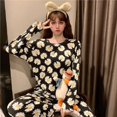 thumbnail image 1 of Pijamas de manga larga para mujer, conjunto de dos piezas de seda de leche, sección delgada, ropa de dormir transpirable, ropa de casa para estudiantes, Primavera, 1 of 4