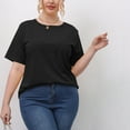 thumbnail image 4 of IROINNID Plus Size Tops For Women Summer Going Out Loose Casual Short Sleeve Round Neck Top Spring, 4 of 7