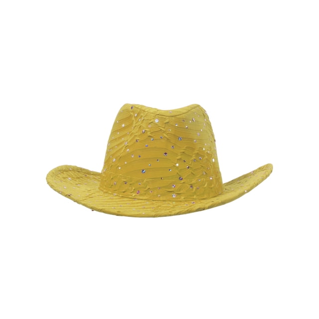 Chapeau de Cowboy à Paillettes et Sequins - Jaune
