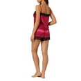 thumbnail image 3 of Conjuntos de pijama de satén para mujer INSPIRE CHIC con tirantes de encaje y pantalones cortos, 2 piezas, conjuntos de lounge de seda, XS, burdeos, 3 of 6