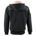 thumbnail image 2 of Maximos Men's Sherpa Lined Removable Hood Multi Pocket Zipper Bomber Jacket (Black / Khaki,XL), 2 of 6