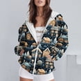 thumbnail image 2 of Tanghaowl Women's Sweatshirt New Comfortable Fashionable Color Block Christmas Printed Zipper Top Hooded Sweater with Cozy Warm Lining Yellow XL, 2 of 5