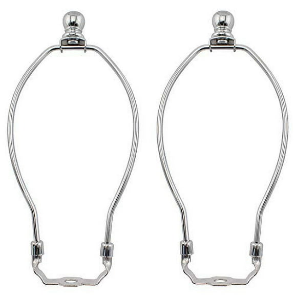 7 Inch Lamp Shade Harp Holder, OZXNO 2-Pack Horn Frame Lamp Shade Bracket with Light Base and Ball Lamp Finial DIY Lighting Replacement Accessories for Table/Floor Lamps (Sliver)