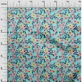 thumbnail image 3 of oneOone Viscose Jersey Aqua Blue Fabric Floral Sewing Material Print Fabric By The Yard 60 Inch Wide, 3 of 4