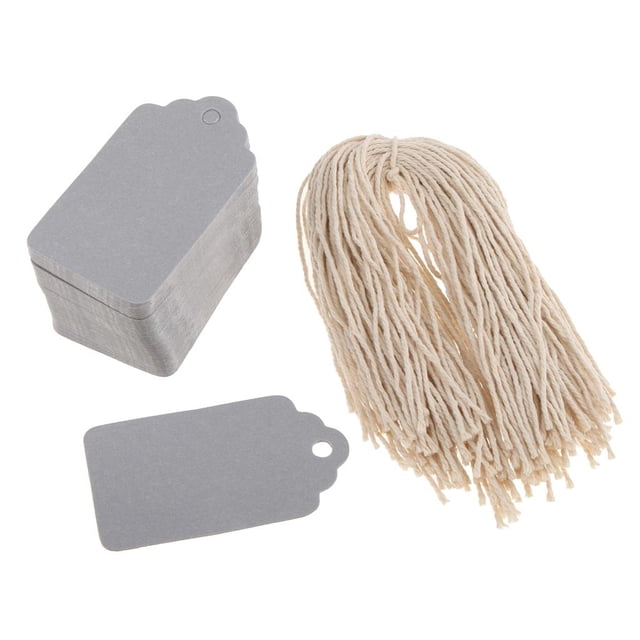 GUOOL 100pcs Christmas Gift Tag Wedding Kraft Paper Gift Lable Price Tags Grey