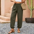 thumbnail image 5 of Dwellite Womens Balloon Pants Trendy Casual Elastic Waist Wide Leg Harem Pants Baggy Pleated Lantern Trousers Army Green S, 5 of 8
