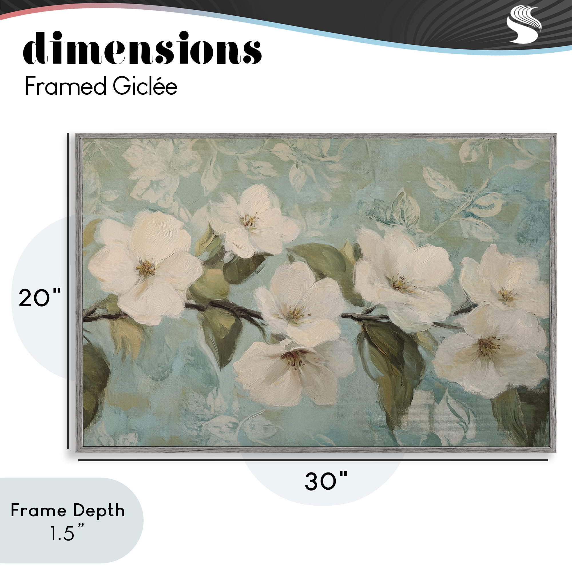 Stupell Industries Serene Flower Branch Blooms Gray Framed Giclee Art, design by Petal Prints Design