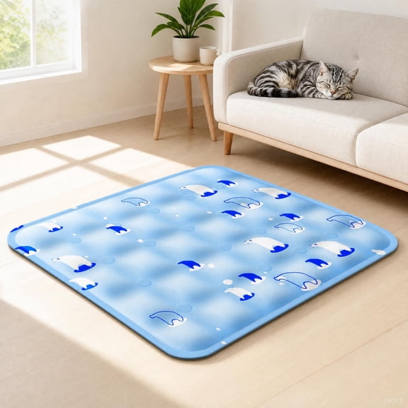 Garitin Pet Cooling Mat, Gel Cat Cooling Pad, Summer Waterproof Scratch Resistant Dog Cool Mat, Foldable Leak Proof Self Cooling Pet Mat for Bed Sofa Crate Car Indoor Outdoor, 35.43 x 23.62 Inch