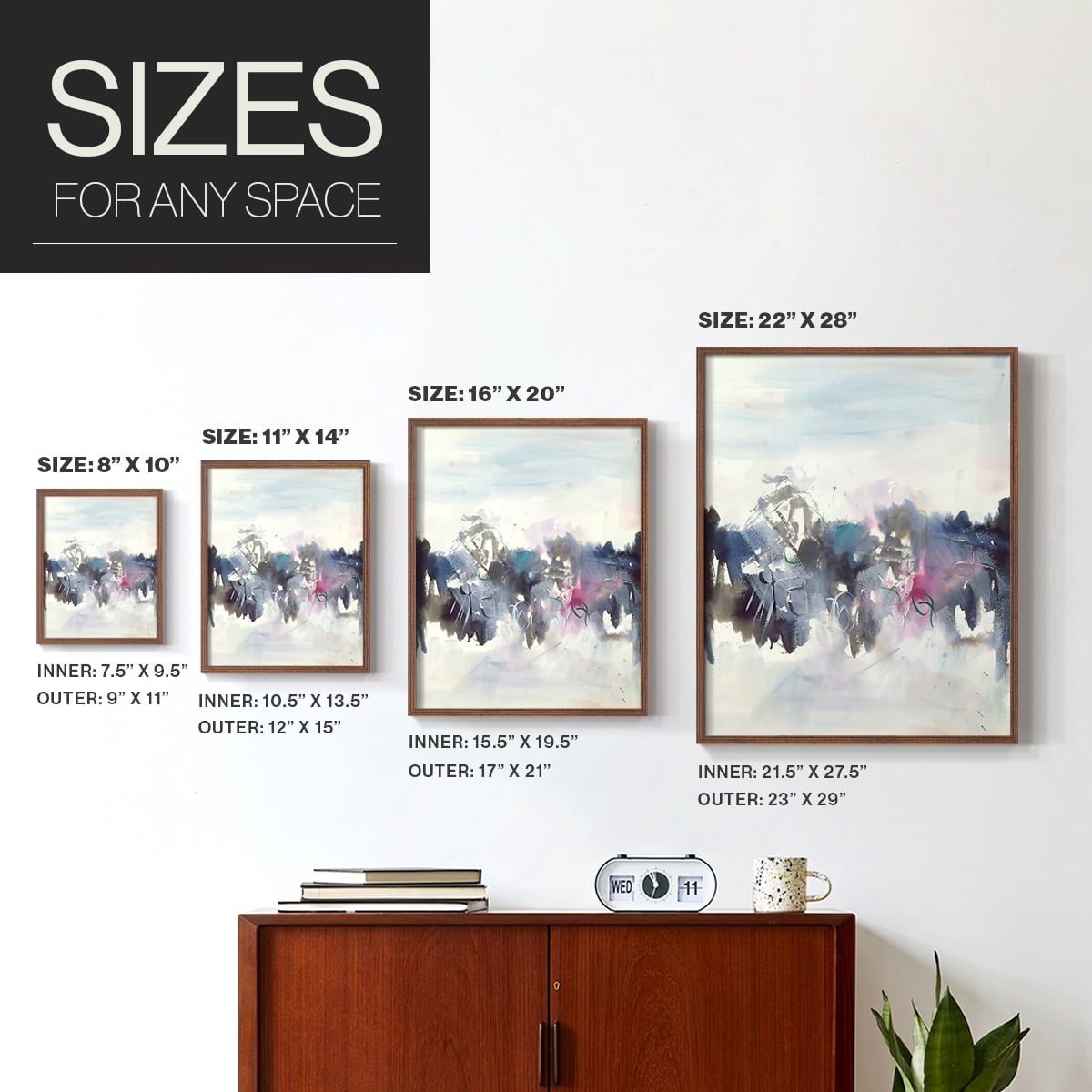Birds II Framed Print in Brown Solid Wood Framed Print No Nail Hanging