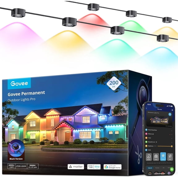 Govee - 200ft Permanent Outdoor String Lights Pro,Black