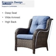 thumbnail image 3 of PARKWELL 6-Piece Outdoor High Back Patio Conversation Set,Rattan 6-Seat Furniture with Loveseat Sofa, Wicker Chairs,Coffee Table and Ottomans,Brown Wicker Navy Cushions, 3 of 8