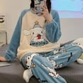 thumbnail image 3 of Pijamas Kawaii Sanrio Kuromi Cinnamoroll Pachacco para mujer, ropa de dormir de franela gruesa y cálida, cuello redondo, Invierno, 3 of 4