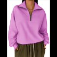 thumbnail image 2 of Sudaderas de Gran Tamaño para Mujer, Suéteres de Otoño, Sudaderas de Moda, Suéteres con Media Cremallera, Ropa de Larga. Rosa Brillante XXXL, 2 of 5