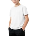 thumbnail image 2 of Avrnliq Boys' Solid White Short Sleeve Crew Neck T-Shirt Lightweight Breathable Performance Tee for School Sports Casual Wear,Size 11-12 T, 2 of 7