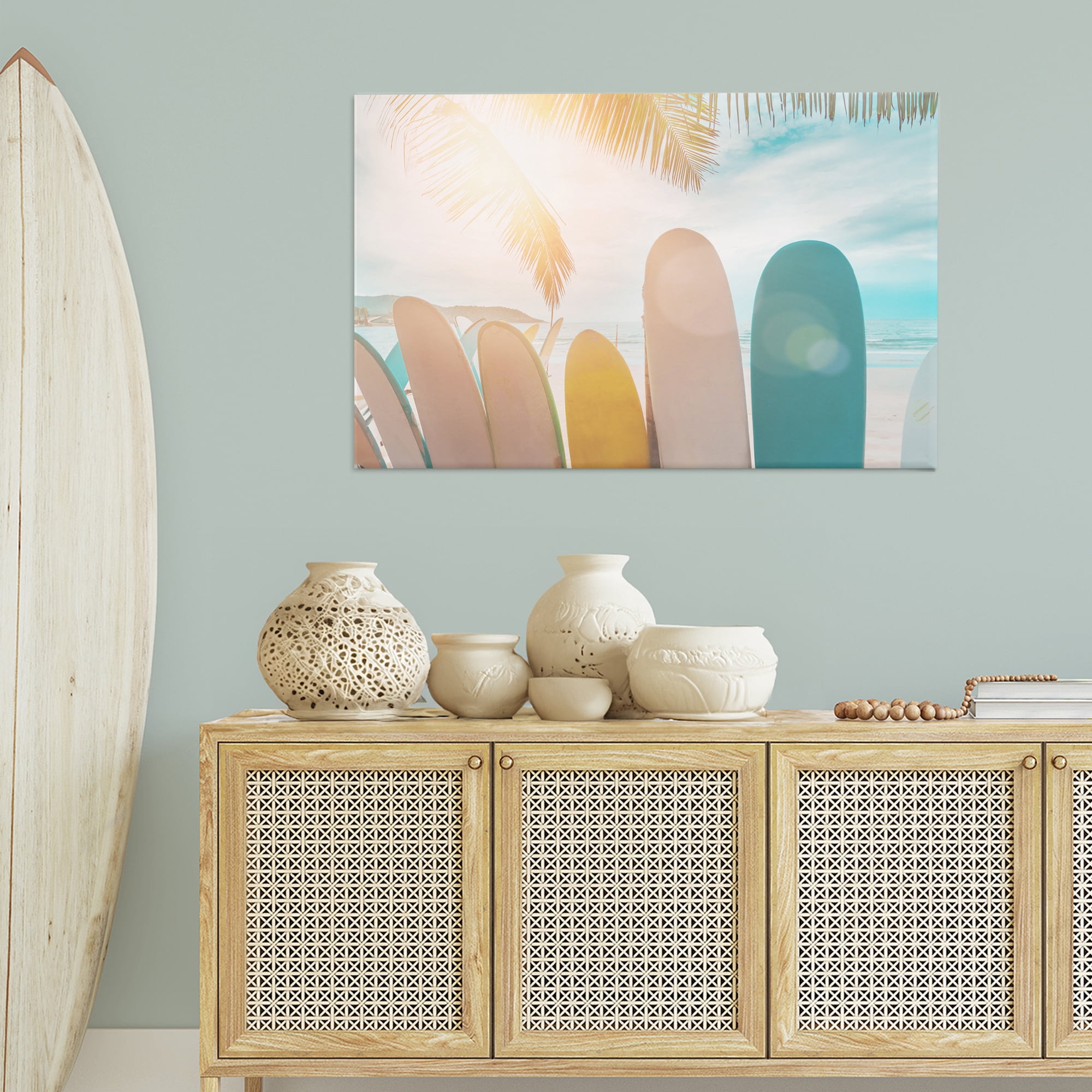 Stupell Industries Sunny Beach Surfboards Sports Photography Wrapped Canvas Art Print Wall Art, 45 x 30