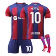 thumbnail image 2 of GZSL 2324 Barcelona Home Football Training Kit, Number # #10 Star Player Soccer Jersey, Colorful Short-Sleeve Adult Football Jersey with White Lettering Three-Piece Set/XXL, 2 of 7