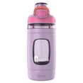 thumbnail image 1 of bubba Kids Flo Water Bottle, 16 oz (473 ml), Wide Mouth, Silicone Sleeve, Push Button Lid, Lavender/Frost, 1 of 5