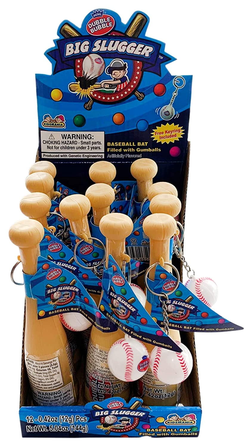 Dubble Bubble Gumball Filled Baseball Bat Keychain, 0.42 Ounce, Pack of