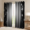 thumbnail image 2 of Manfei 3D Neon Stripes Kitchen Curtains, Vertical Lines Black Out Curtains Pack of 2 (42x63 Each), Black White, 2 of 6