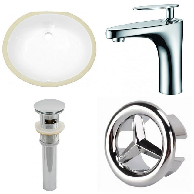 19.5-in. W CUPC Oval Bathroom Undermount Sink Set In White - Chrome Hardware - Overflow Drain Incl. AI-25990