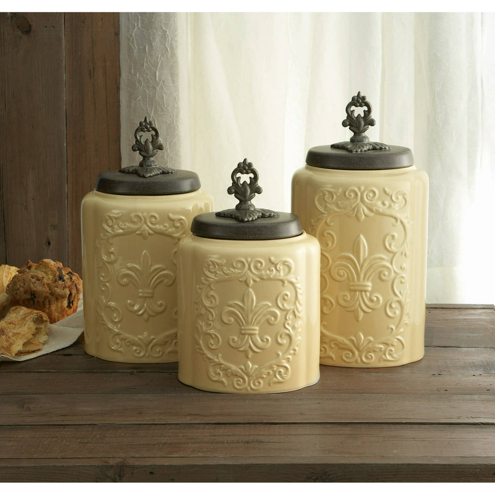 Cream Antique Set Of 3 Canisters 118h104h93