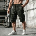 thumbnail image 3 of Relaxed Fit Camouflage Cargo Shorts Men's Casual Drawstring Capri Cargo Pants Camo Shorts Multi-Pocket Elastic Waist, M, 3 of 7