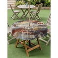 thumbnail image 4 of Outdoor Tablecloth with Umbrella Hole for Patio/Picnic/Party/Camping, Retro Minimalist Art Waterproof Table Cloth Round Cover Washable, Abstract Bohemia Aesthetics Brown Beige (Dia 54"), 4 of 9