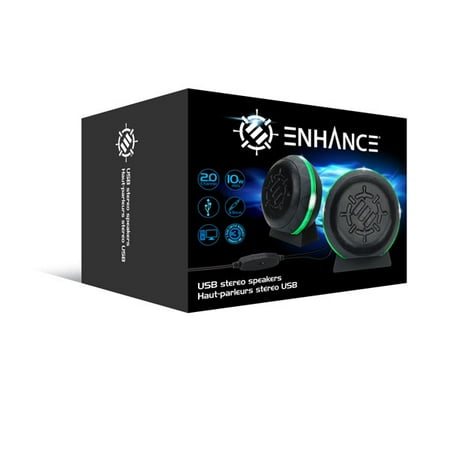 ENHANCE - SL2 USB Gaming 2.0 Computer Speakers - Green LED