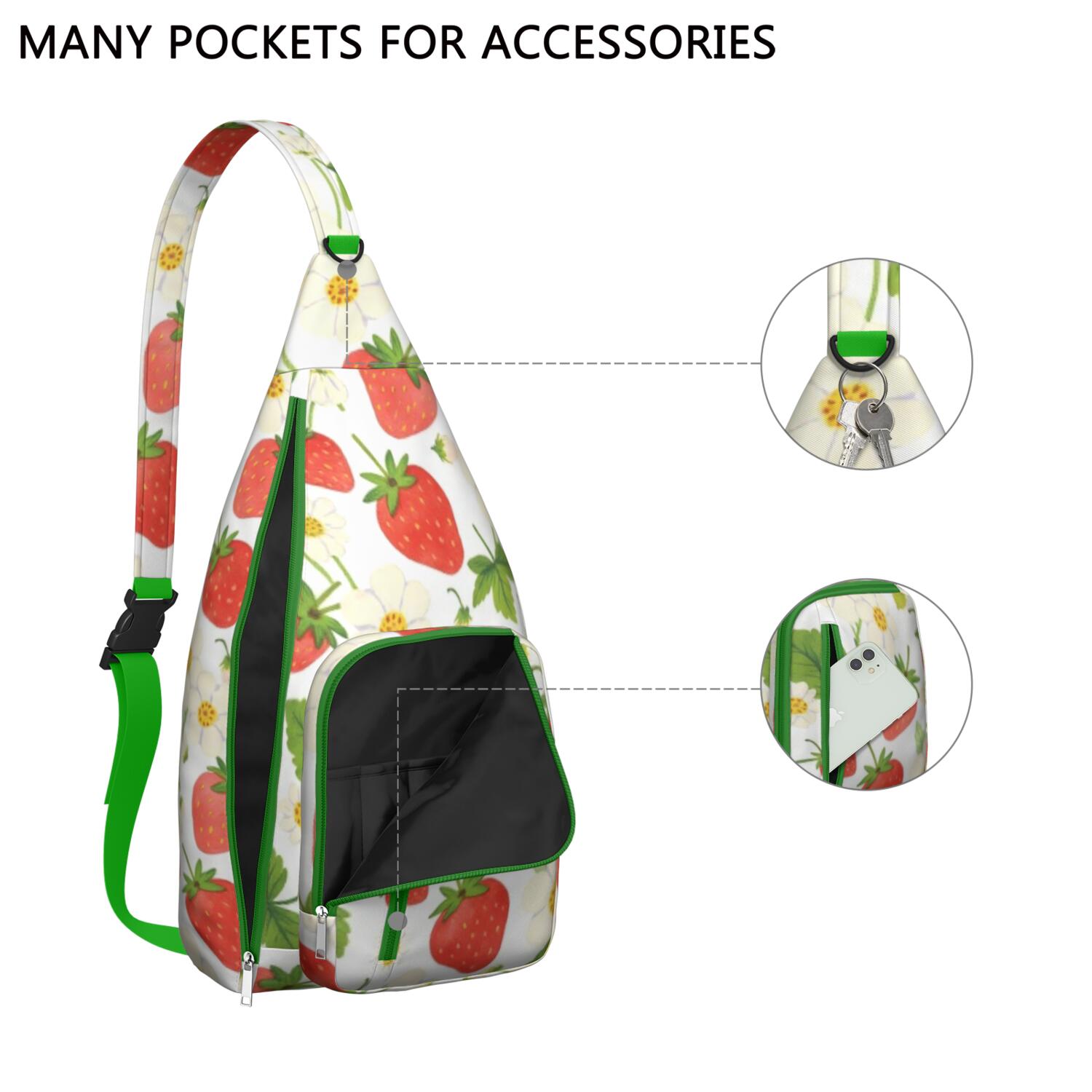 Strawberry Sling Bag Crossbody Backpack,Travel Sling Bag Travel Hiking Daypack for Travel Outdoor Activities