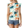 thumbnail image 3 of INSPIRE CHIC Women's Tropical Printed Square Neck Ruffle Tank Top M Orange, 3 of 6